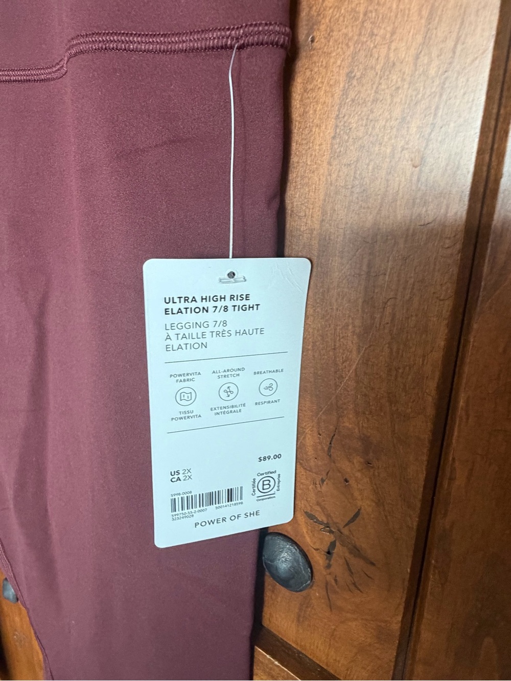 Athleta Ultra High Rise 7/8 Legging in Burgundy Plum